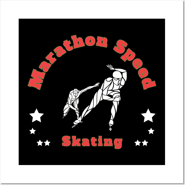 Marathon Speed Skating in Red Font Wall Art by Southern Borealis